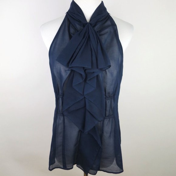 Vince Tops - Vince Sheer High-neck Ruffled Sleeveless Blouse